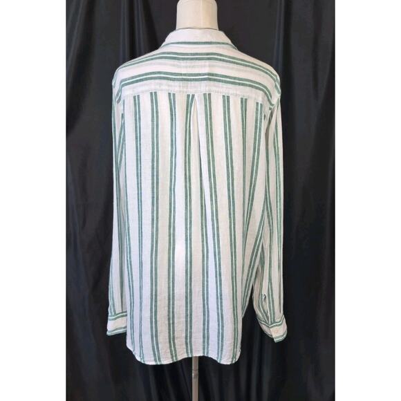 Rails Charli Cordoba Stripe Button Down White Green Linen Blend Top XXL - Picture 8 of 12